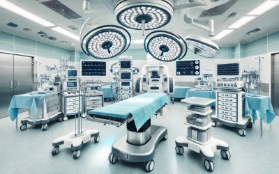 a room with medical equipment and lights