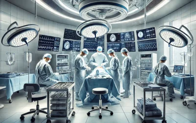 a group of people in a operating room